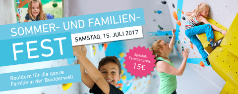 Komm zu unserem Sommer- und Familienfest in der Boulderwelt Regensburg am 15. Juli 2017