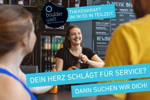 Die Boulderwelt Regensburg sucht Thekenkräfte in Teilzeit.